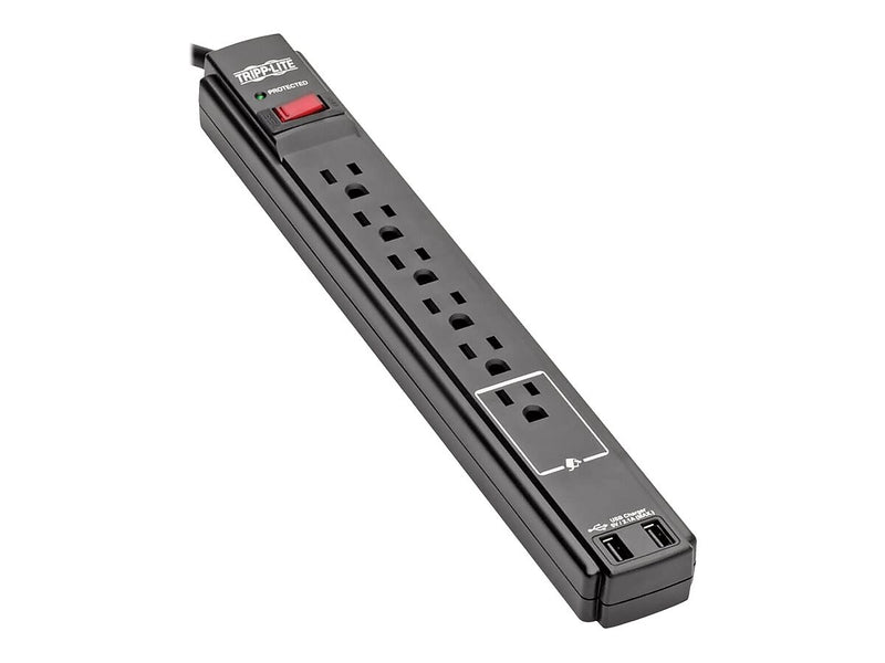 Tripp Lite Protect It! 6-Outlet Surge Protector, 6' Cord (TLP606USBB)