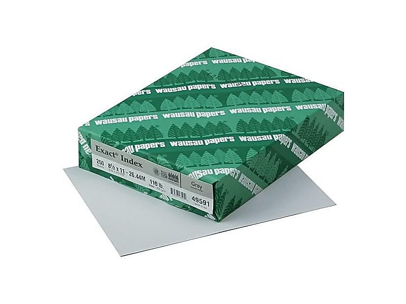 Exact 110 lb. Index Paper, 8.5" x 11", Gray, 250 Sheets/Pack (WAU49591)