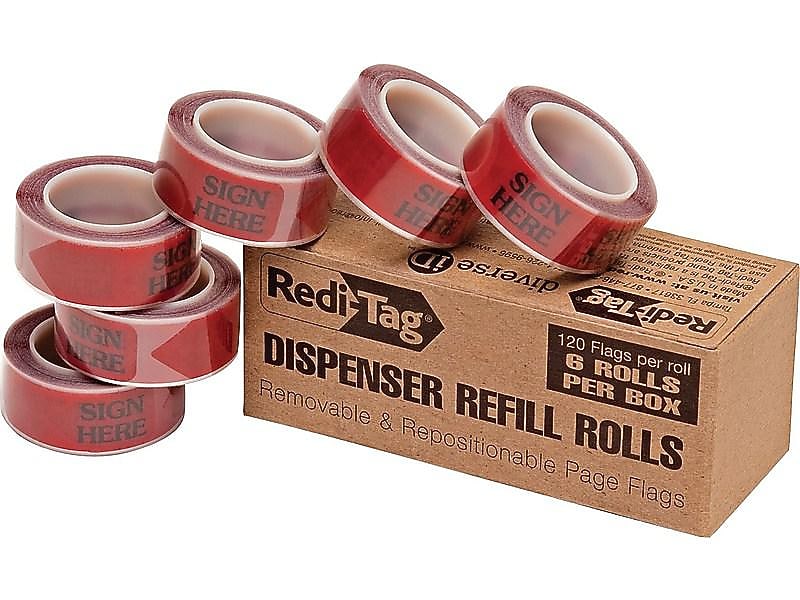 Redi-Tag Sign Here Flags, Red, 1.88" Wide, 720/Pack (91012)
