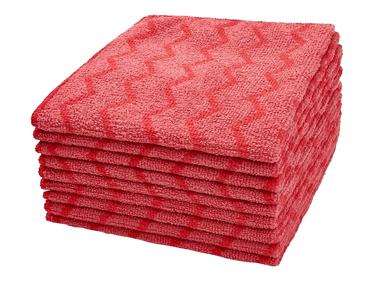 Rubbermaid HYGEN Microfiber Cleaning Rags, 16" x 16", Red, 12 Rags/Pack (FGQ62000RD00)