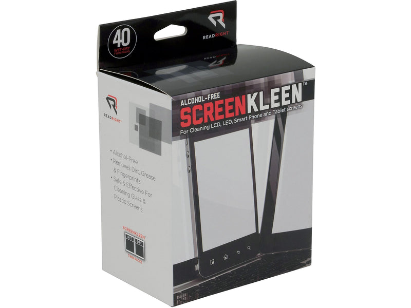 Read Right ScreenKleen Wipes, 40/Box (RRTRR1391)