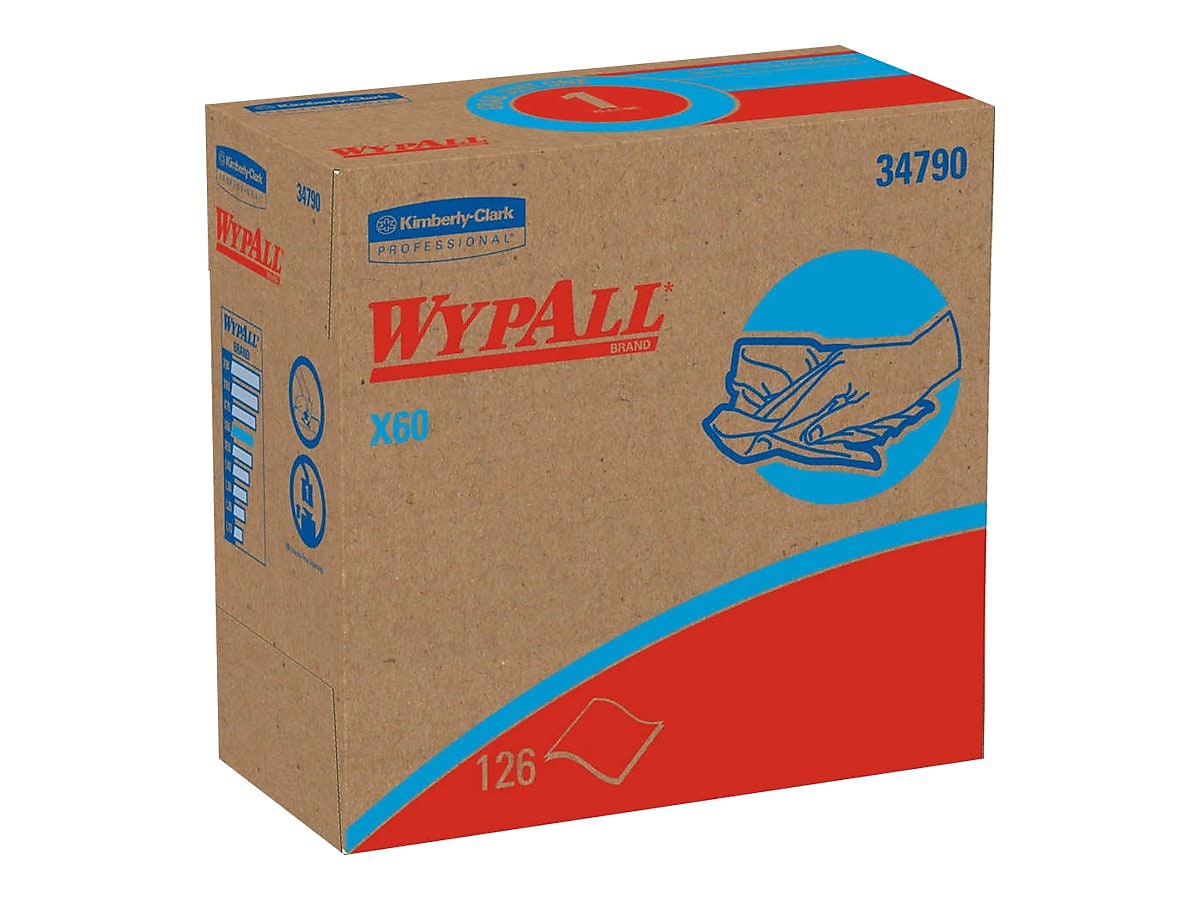 WypAll X60 Hydroknit Wipers, White, 126 Wipes/Box (34790)