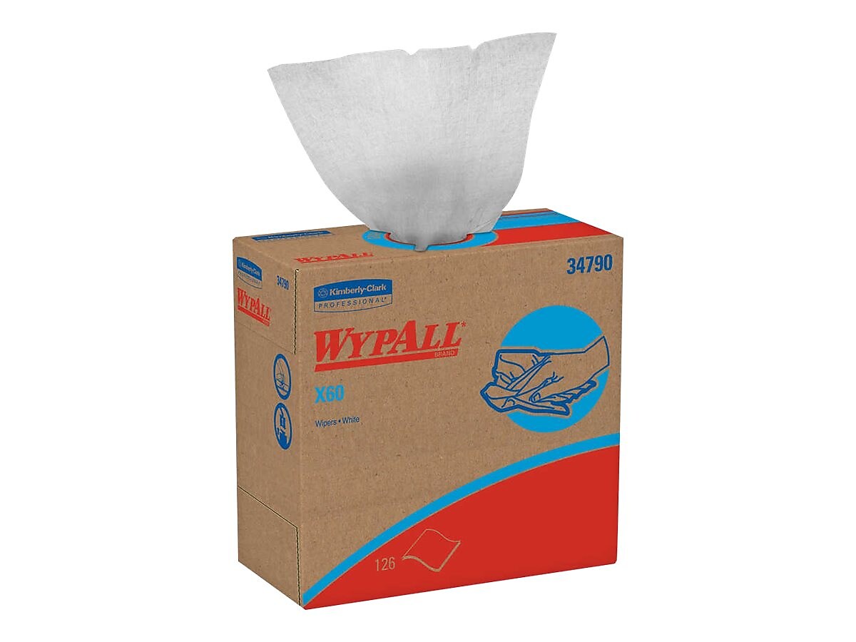 WypAll X60 Hydroknit Wipers, White, 126 Wipes/Box (34790)