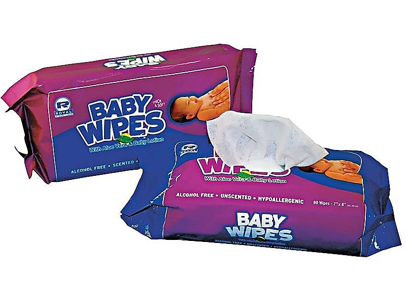 Royal Unscented Baby Wipe Refills with Aloe Vera, 80 Wipes/Pack, 12 Packs/Case