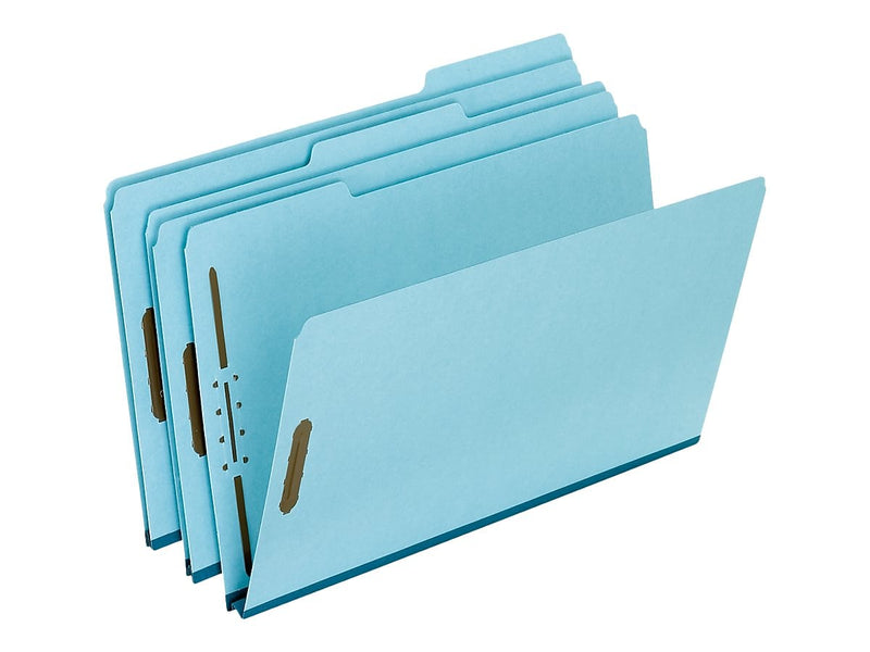Pendaflex Pressboard Classification Folders, 1/3-Cut Tab, 1" Expansion, Legal Size, Light Blue, 25/Box (PFX FP313)