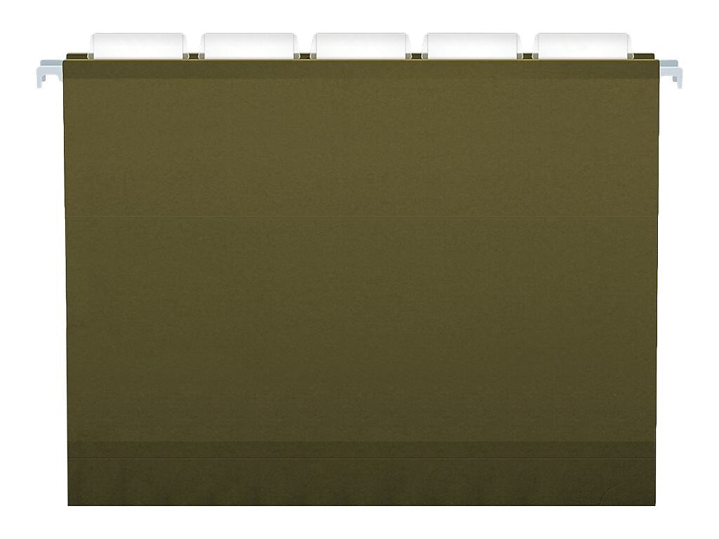 Pendaflex Reinforced Hanging File Folders, 5-Tab, 4" Expansion, Letter Size, Standard Green, 25/Box (PFX 04152x4)