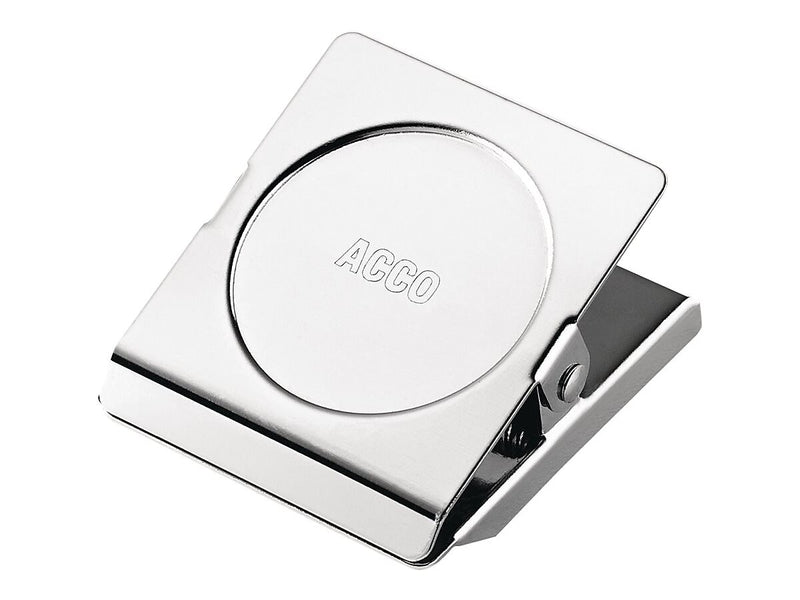 ACCO Square Magnetic Clip Large Bulldog Clips, 1 1/8" Capacity, Silver Chrome, 12/Box  (ACC72133)