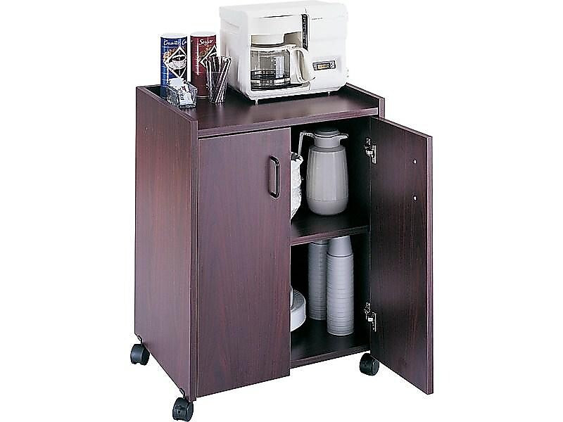 Safco Wood Mobile Kitchen Cart with Lockable Wheels, Mahogany (8953MH)