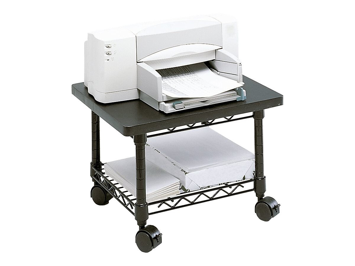Safco Under-Desk Mixed Materials Mobile Printer Stand with Lockable Wheels, Black (5206BL)