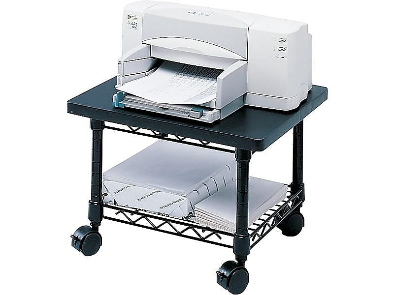 Safco Under-Desk Mixed Materials Mobile Printer Stand with Lockable Wheels, Black (5206BL)