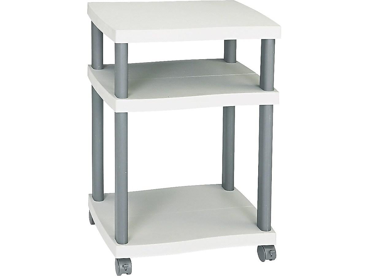 Safco Wave 3-Shelf Plastic/Poly Mobile Printer Stand with Lockable Wheels, Light Gray/Charcoal (1860GR)