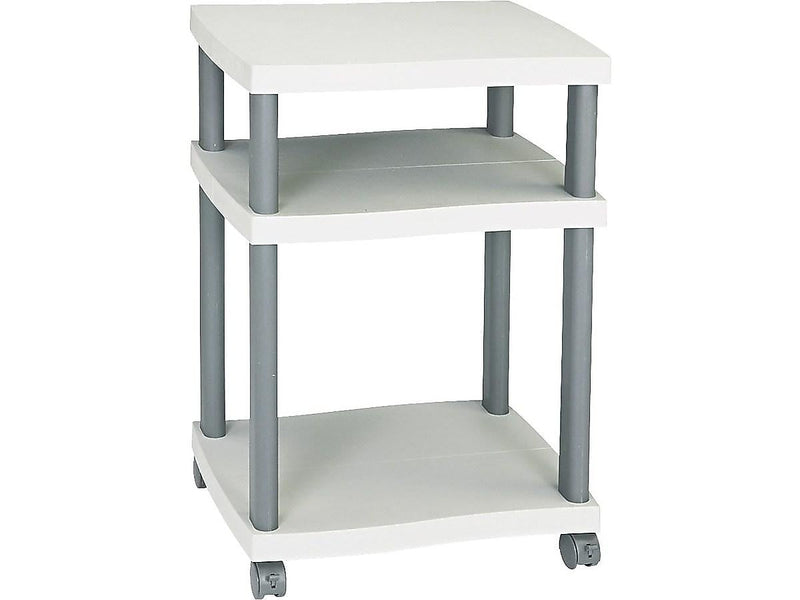 Safco Wave 3-Shelf Plastic/Poly Mobile Printer Stand with Lockable Wheels, Light Gray/Charcoal (1860GR)