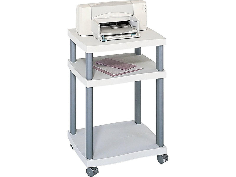 Safco Wave 3-Shelf Plastic/Poly Mobile Printer Stand with Lockable Wheels, Light Gray/Charcoal (1860GR)