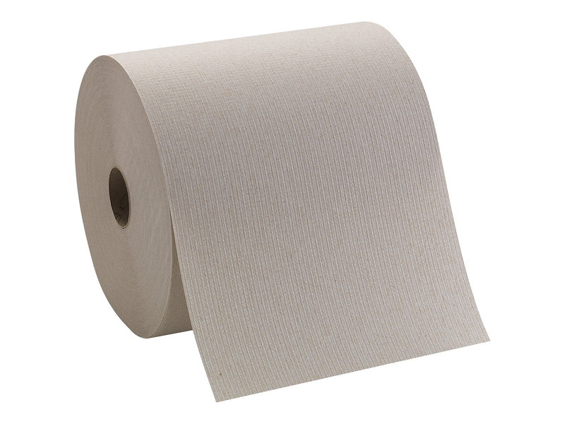 Pacific Blue Basic Recycled Hardwound Paper Towel, 1-Ply, Brown, 800'/Roll, 6 Rolls/Carton (26301)