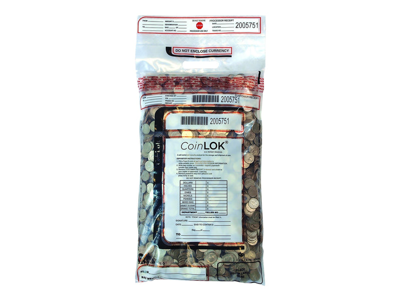 CoinLok Deposit Bags, Clear, 50/Pack (585100)