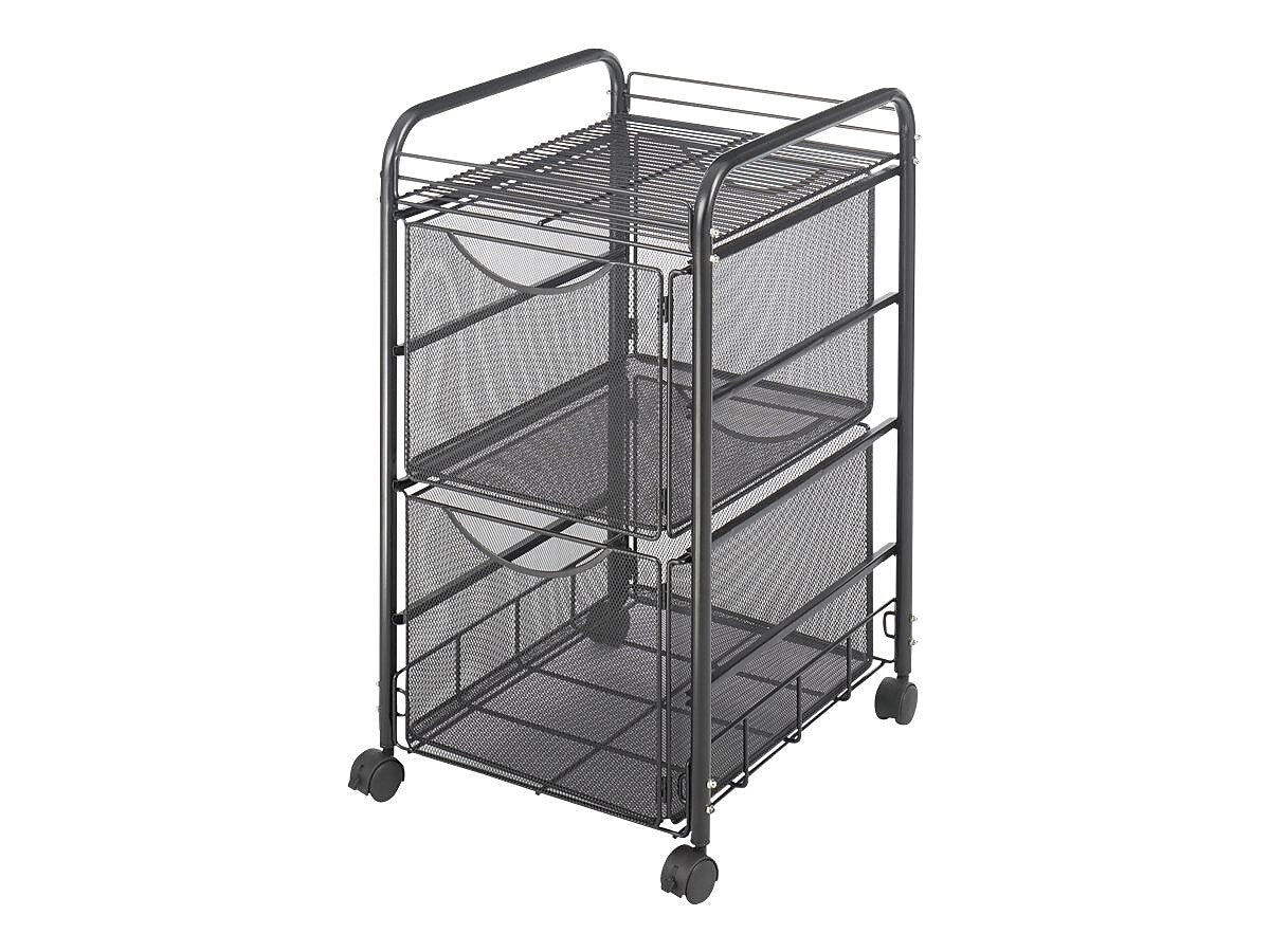 Safco Onyx Mesh Mobile File Cart with Lockable Wheels, Black (5212BL)