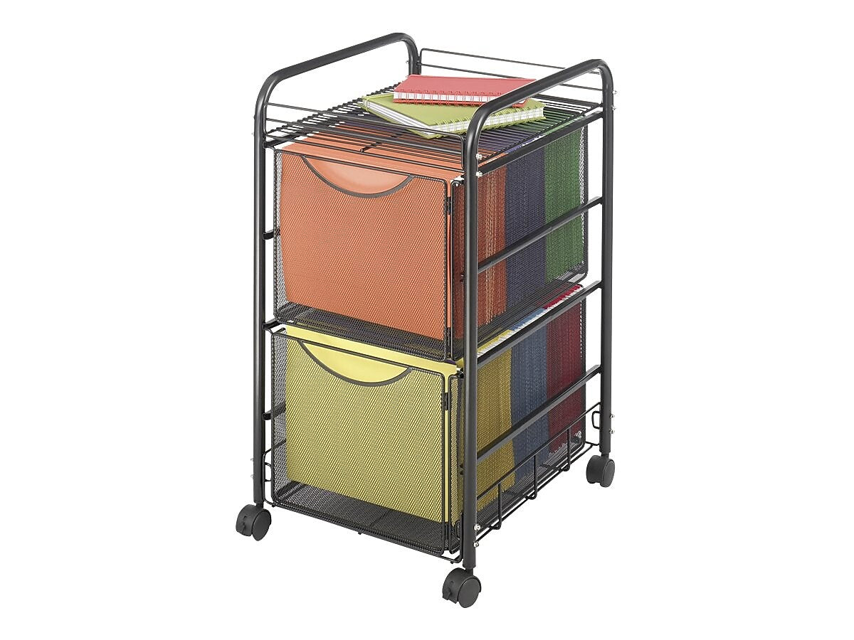 Safco Onyx Mesh Mobile File Cart with Lockable Wheels, Black (5212BL)