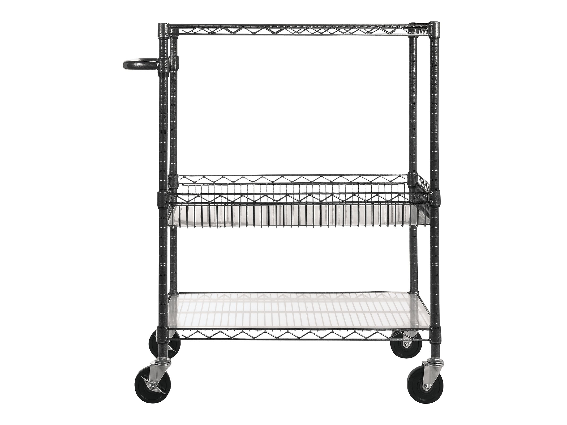 Alera 3-Shelf Wire Mobile Utility Cart with Lockable Wheels, Black (ALESW543018BA)