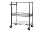 Alera 3-Shelf Wire Mobile Utility Cart with Lockable Wheels, Black (ALESW543018BA)