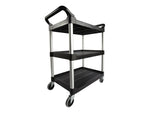 Rubbermaid 3-Shelf Plastic/Poly Mobile Utility Cart with Swivel Wheels, Black (FG342488BLA)