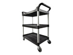 Rubbermaid 3-Shelf Plastic/Poly Mobile Utility Cart with Swivel Wheels, Black (FG342488BLA)