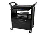 Rubbermaid 2-Shelf Plastic/Poly Mobile Utility Cart with Swivel Wheels, Black (FG345700BLA)
