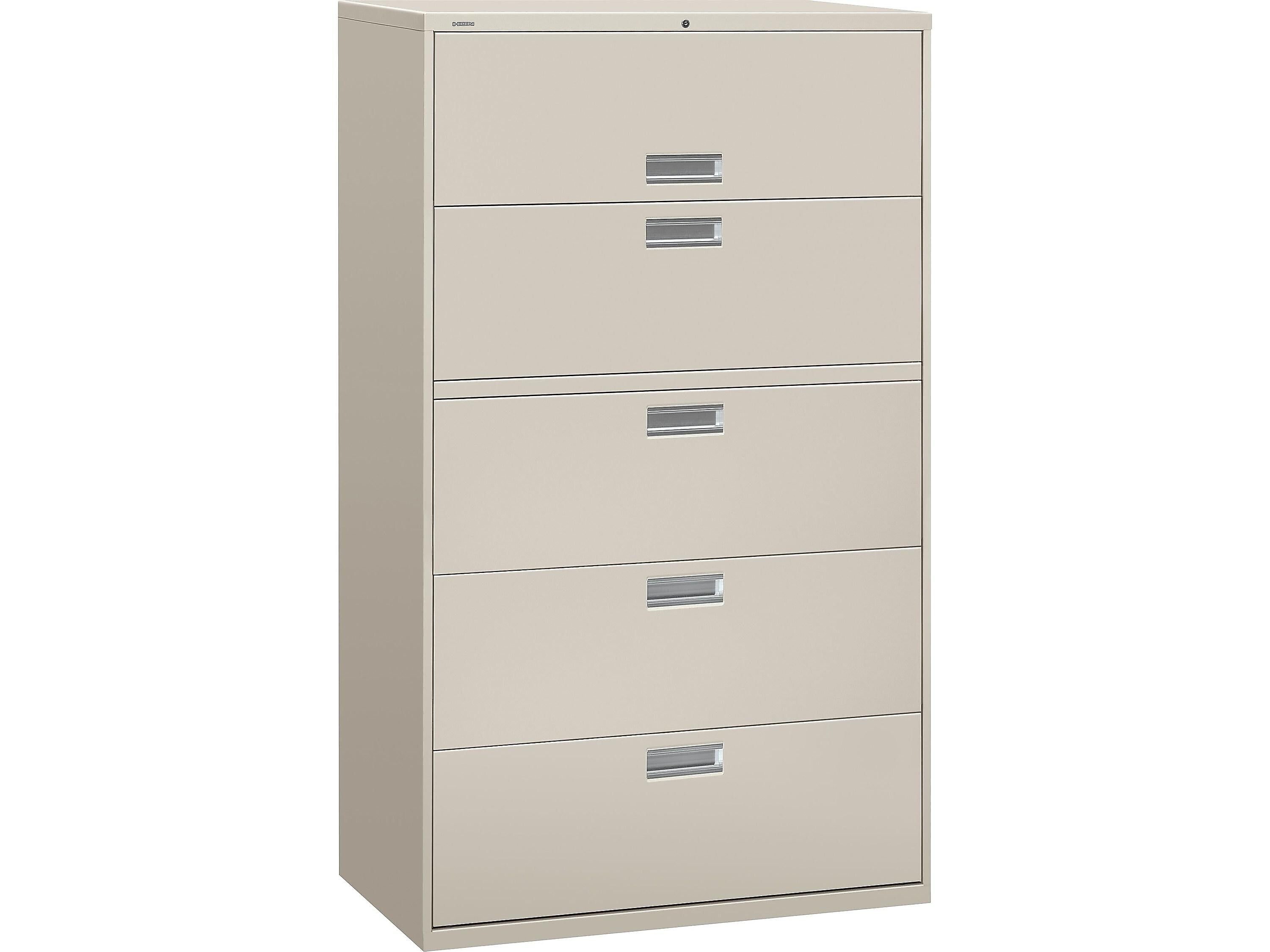 HON Brigade 600 Series 5-Drawer Lateral File Cabinet, Locking, Letter/Legal, Gray, 42"W (H695.L.Q)