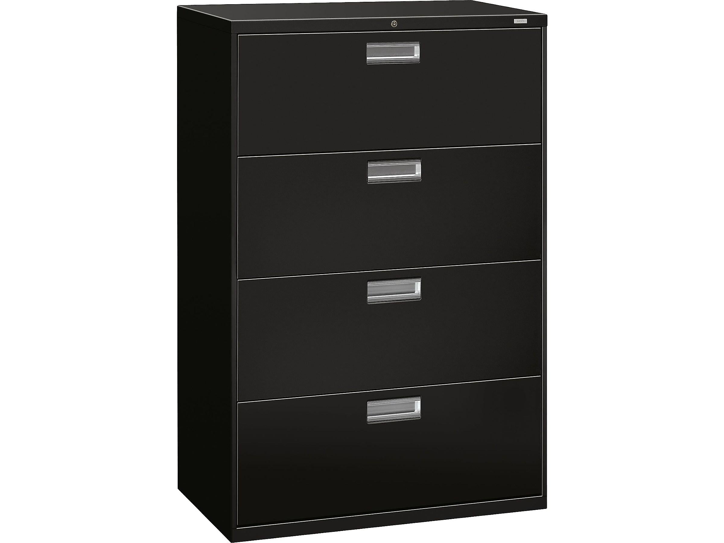 HON Brigade 600 Series 4-Drawer Lateral File Cabinet, Letter/Legal Size, Lockable, 52"H x 36"W x 18"D, Black (HON684LP)