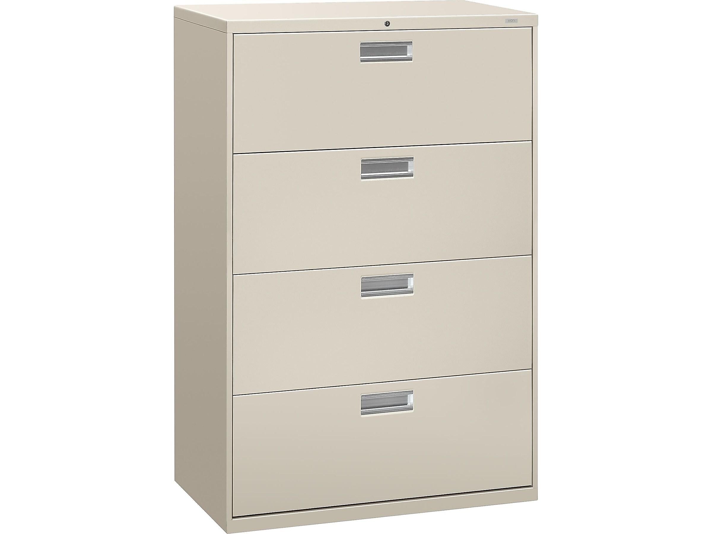 HON Brigade 600 Series 4-Drawer Lateral File Cabinet, Locking, Letter/Legal, Gray, 36"W (HON684LQ)