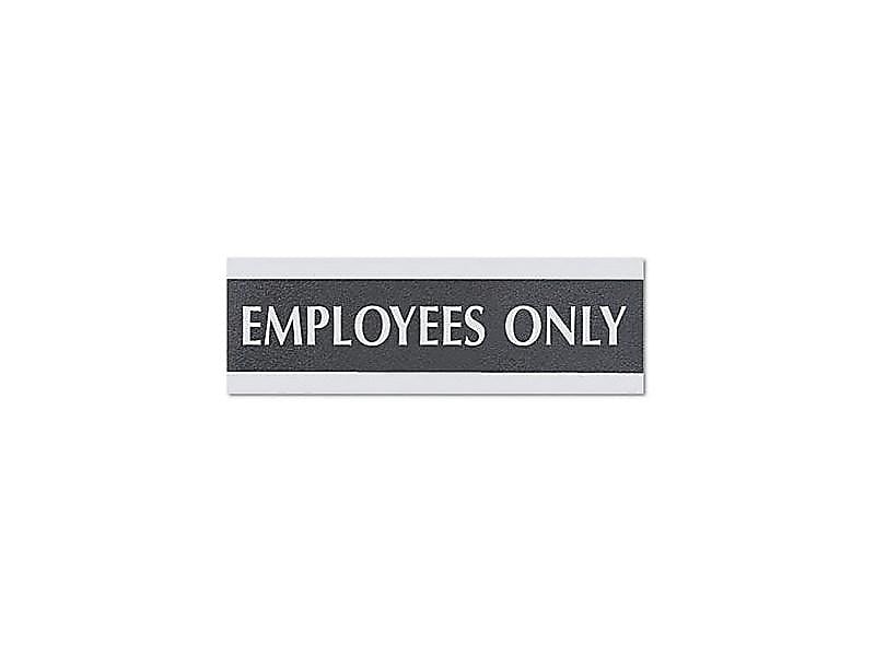 Headline Century Series Employees Only Indoor Door Sign, 9"L x 3"H, Silver/Black (4760)