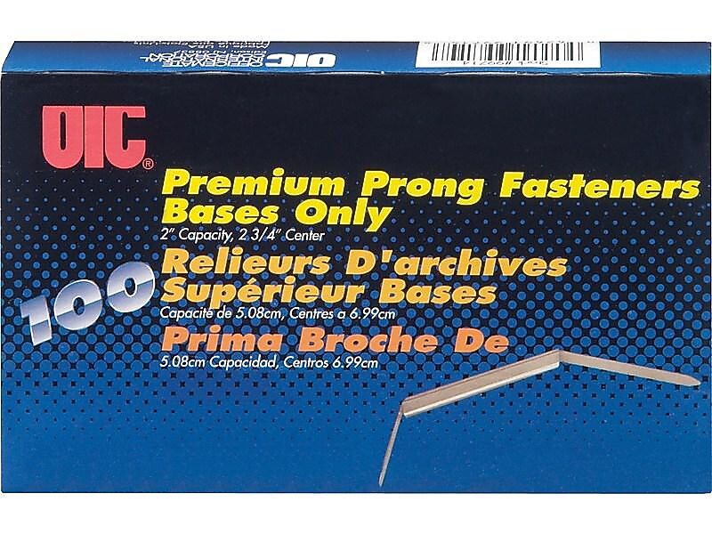 Officemate Premium Non-Adhesive Prong Fastener, 2" Capacity, Silver, 100/Box (OIC99714)
