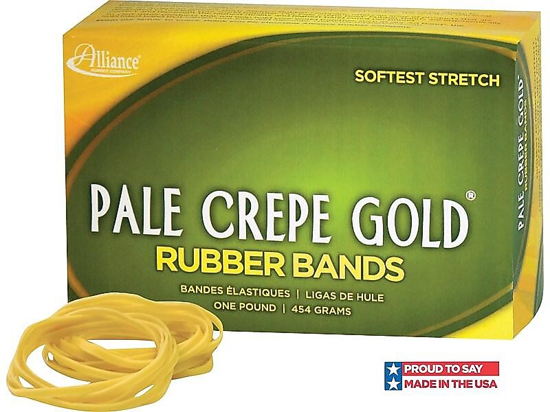 Alliance Pale Crepe Gold Multi-Purpose #33 Rubber Bands, 3-1/2" x 1/8", Golden Crepe, 970/Box (20335)