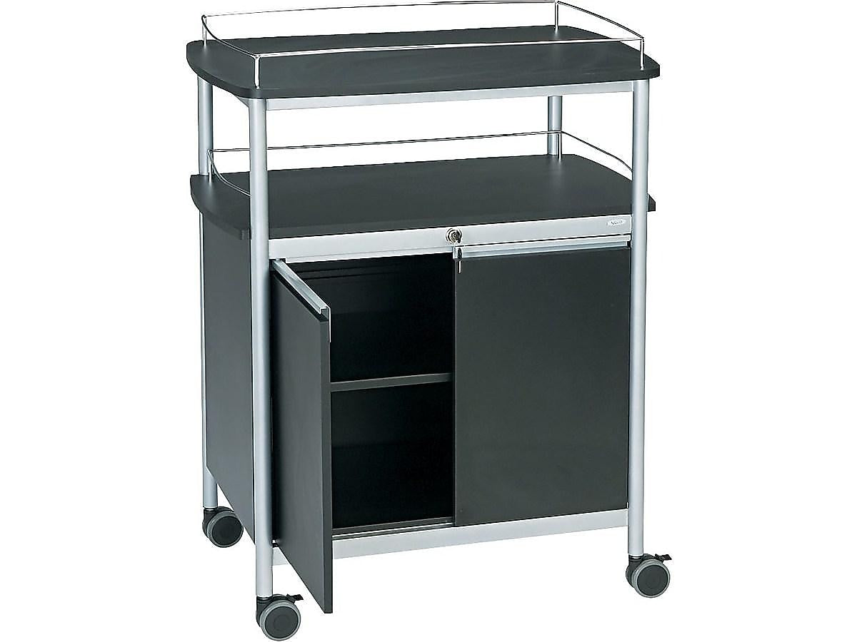 Safco 3-Shelf Metal Mobile Kitchen Cart with Lockable Wheels, Black (8964BL)