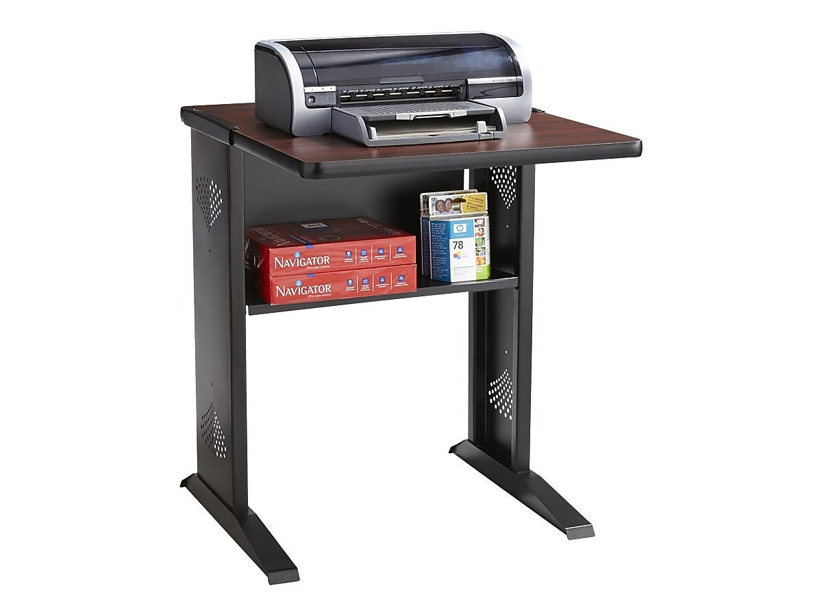 Safco Reversible Top Metal Mobile Printer Stand, Black/Mahogany/Oak (1934)