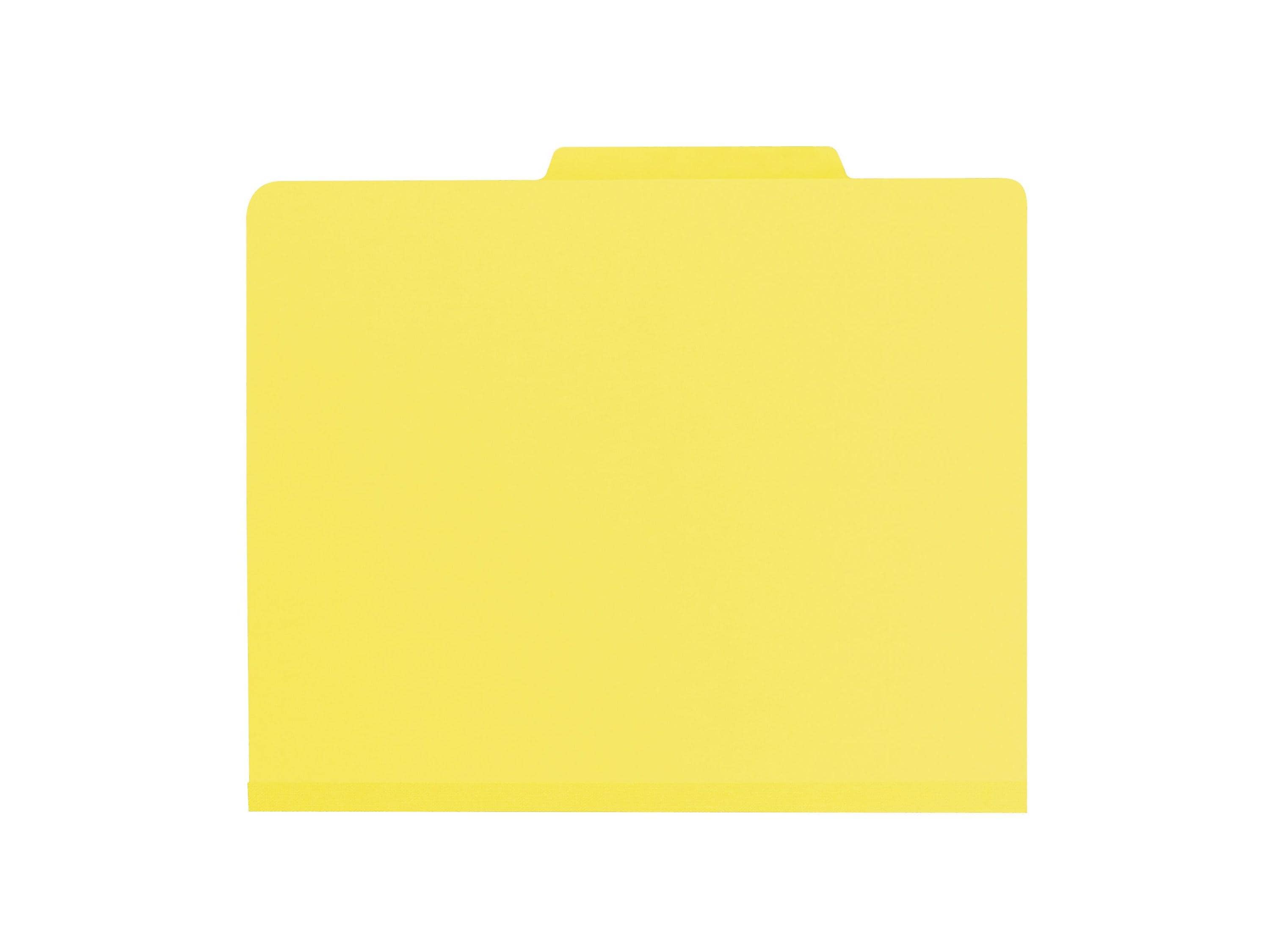Smead 50% Recycled Card Stock Heavy Duty Classification Folders, 2" Expansion, Letter Size, 2 Dividers, Yellow, 10/Box (14004)