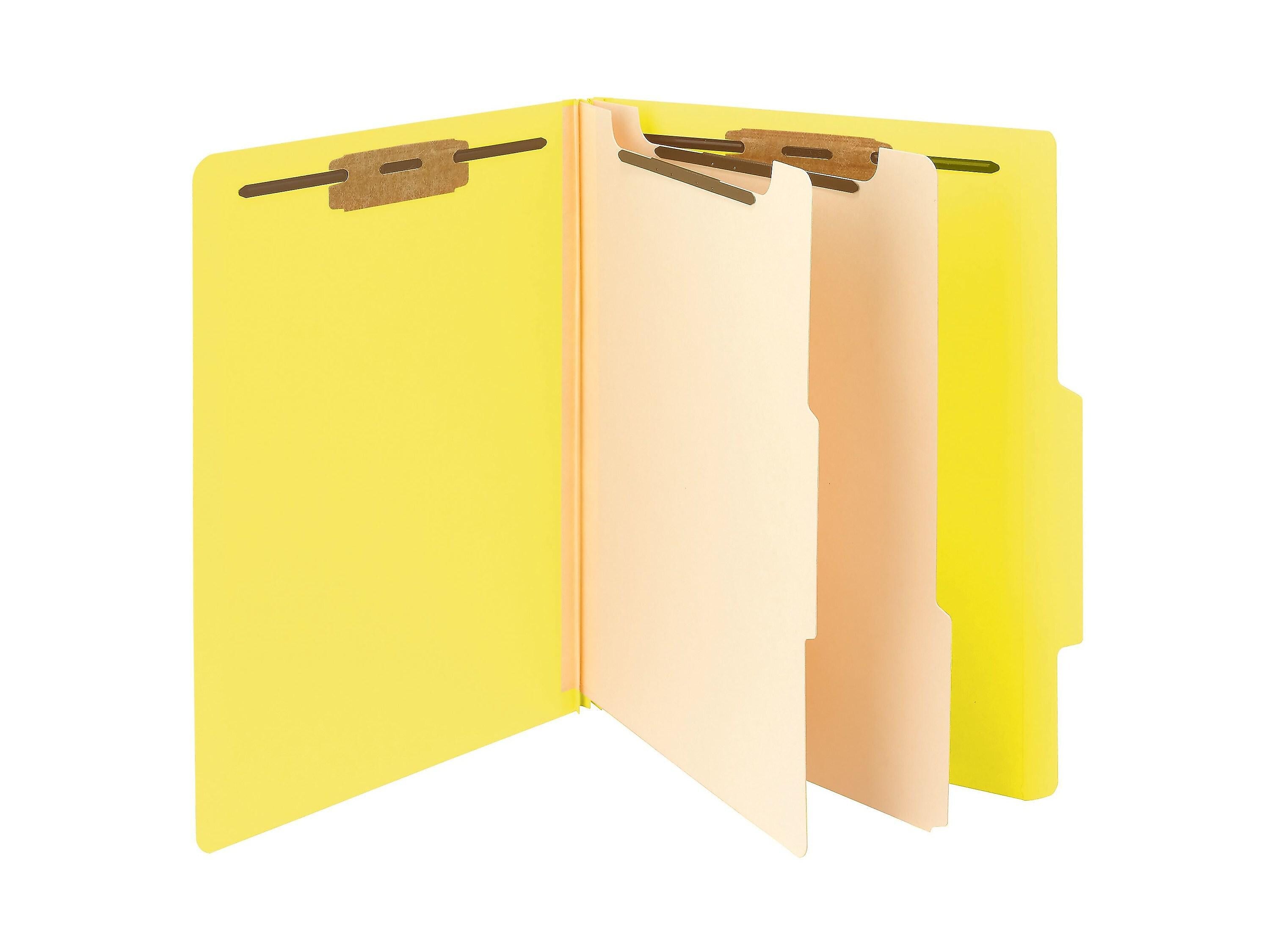 Smead 50% Recycled Card Stock Heavy Duty Classification Folders, 2" Expansion, Letter Size, 2 Dividers, Yellow, 10/Box (14004)