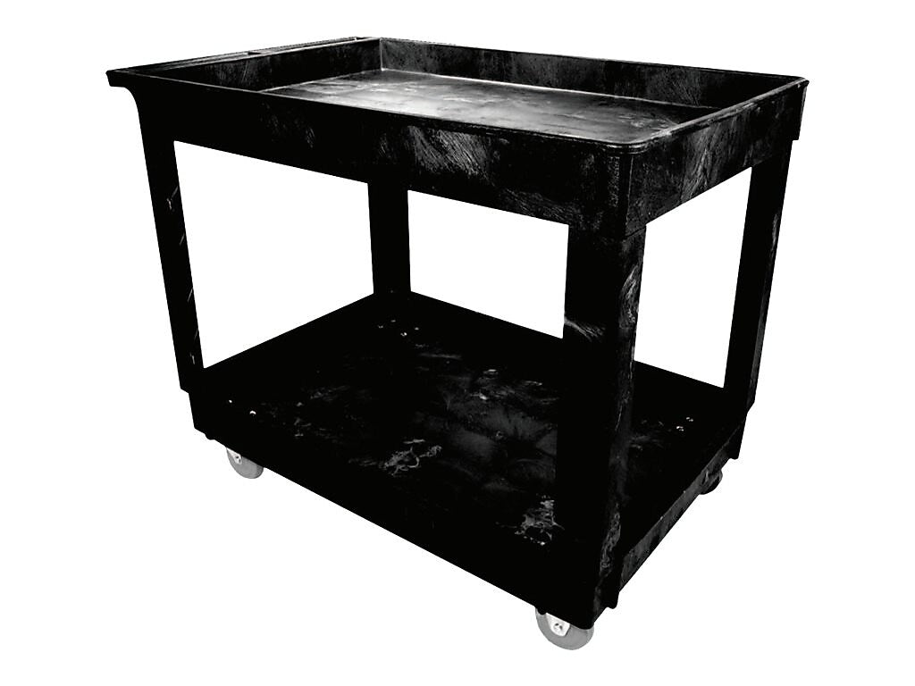 Rubbermaid 2-Shelf Foam Mobile Utility Cart with Swivel Wheels, Black (640-9T67)