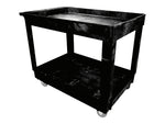 Rubbermaid 2-Shelf Foam Mobile Utility Cart with Swivel Wheels, Black (640-9T67)