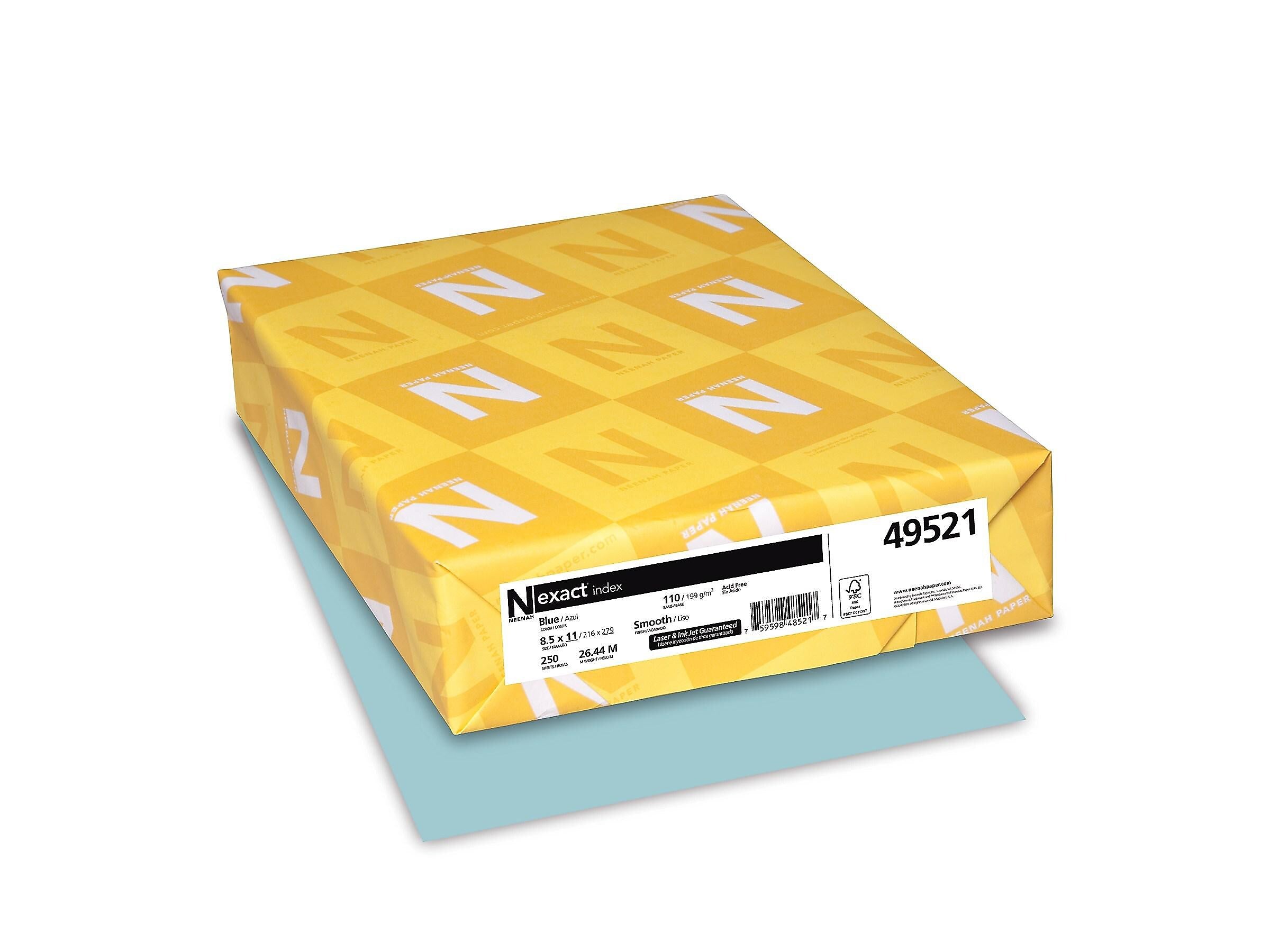 Exact 110 lb. Cardstock Paper, 8.5" x 11", Blue, 250 Sheets/Pack (49521)