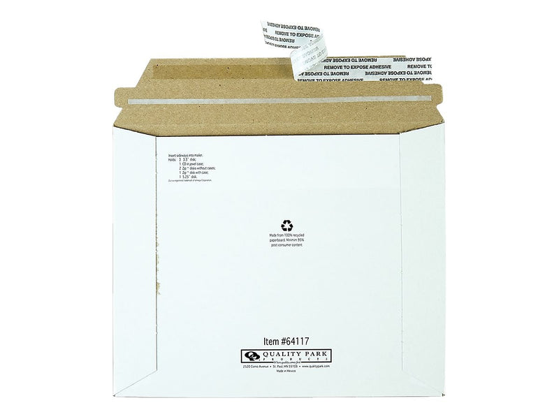 6.06" x 7.5" Self Seal Fiberboard Mailers, CD/DVD, 100/Carton (QUA64117)