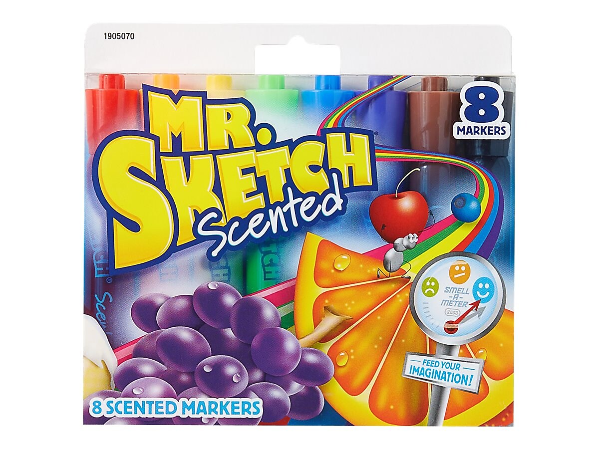 Mr. Sketch Scented Water Based Markers, Chisel, Assorted Colors, 8/Box (1905070)