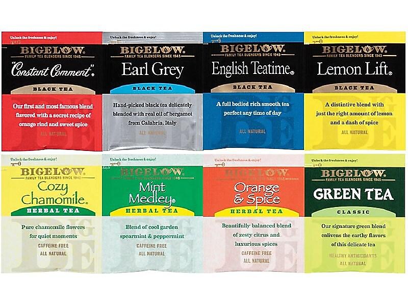 Bigelow Variety Pack Assorted Tea Bags, 64/Box (10568)