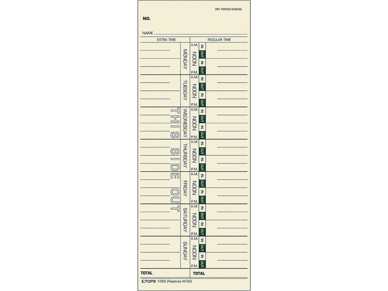 TOPS Time Cards, 500/Box (TOP 1259)