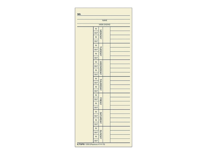 TOPS Time Cards, 100/Pack (TOP 12603)