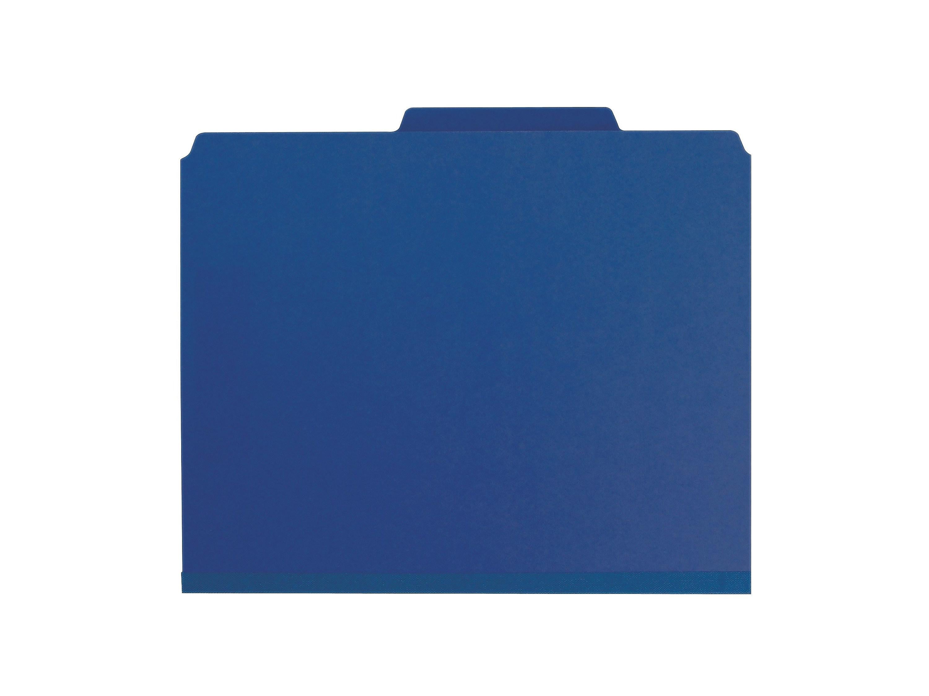 Smead 50% Recycled Classification Folders, 2" Expansion, Letter Size, 2 Dividers, Dark Blue, 10/Box
