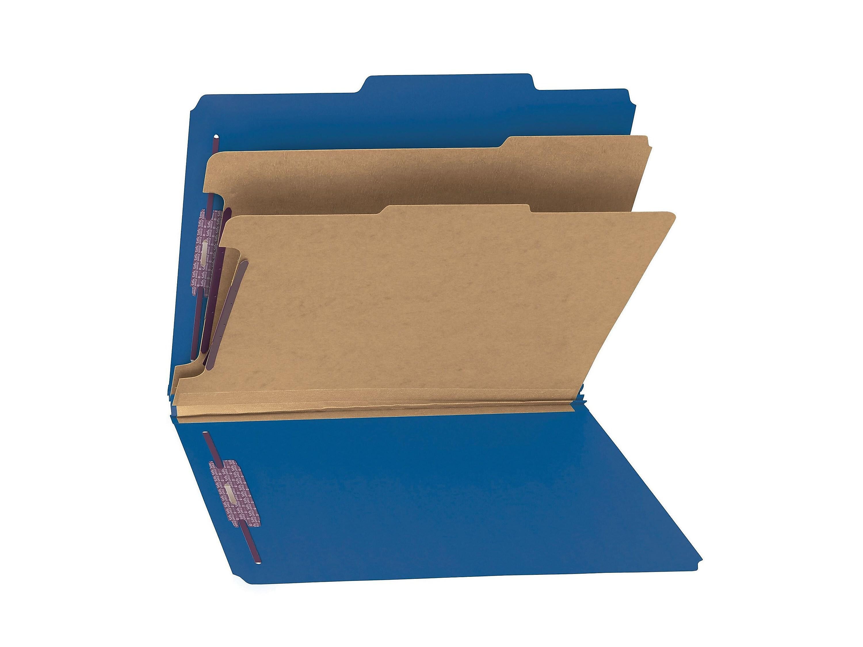 Smead 50% Recycled Classification Folders, 2" Expansion, Letter Size, 2 Dividers, Dark Blue, 10/Box
