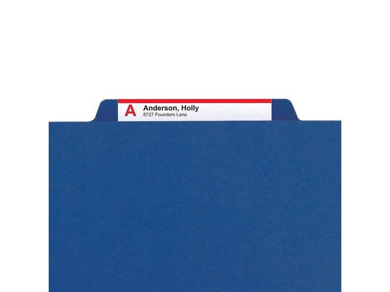 Smead 50% Recycled Classification Folders, 2" Expansion, Letter Size, 2 Dividers, Dark Blue, 10/Box