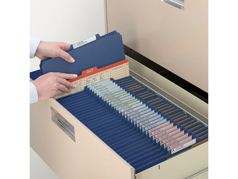 Smead 50% Recycled Classification Folders, 2" Expansion, Letter Size, 2 Dividers, Dark Blue, 10/Box