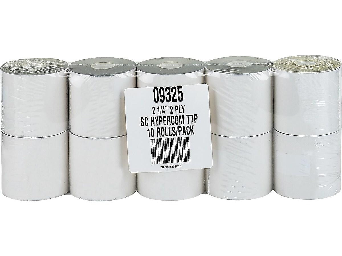 PM Company Carbonless Paper Rolls, 2-1/4" x 70', 10/Pack (09325)