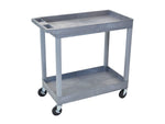 Luxor 2-Shelf Mixed Materials Mobile Utility Cart with Lockable Wheels, Gray (EC11-G)